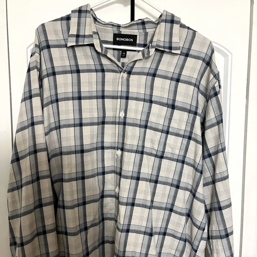 Bonobos blue and white flannel, XXL slim fit